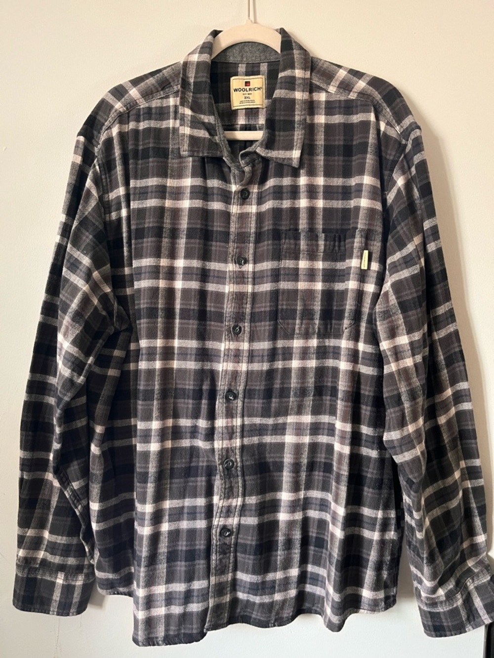 Woolrich Flannel Shirt Men’s Rugged Work wear Hiking Gorp Plaid ButtonDown 3XL